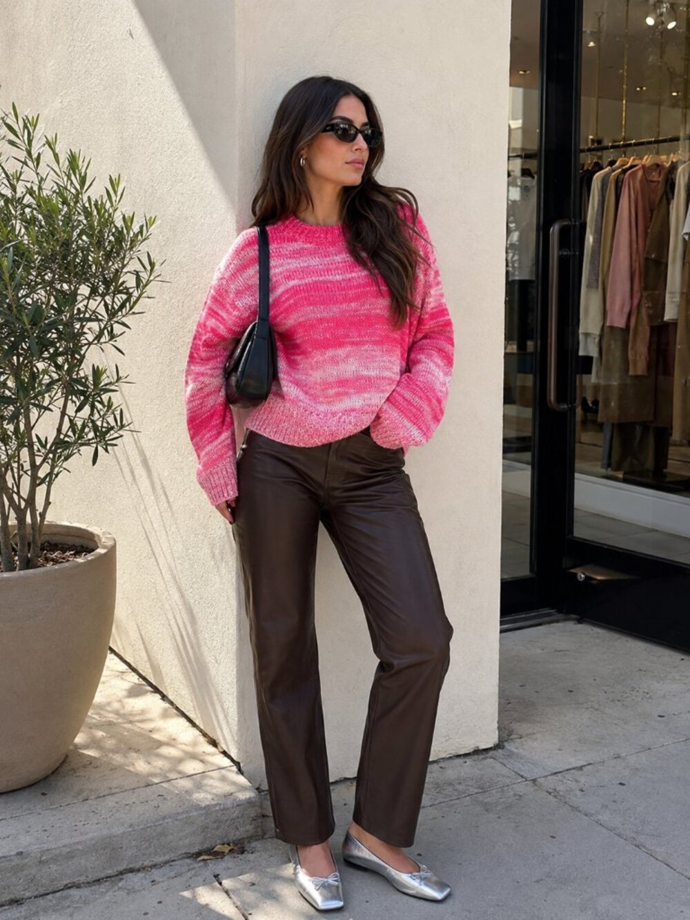 The Fifth Label Homestretch Pink Space Dye Striped Balloon Sleeve Sweater NWT
